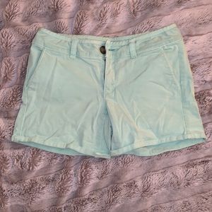 American Eagle midi stretch jean shorts in light green size 0